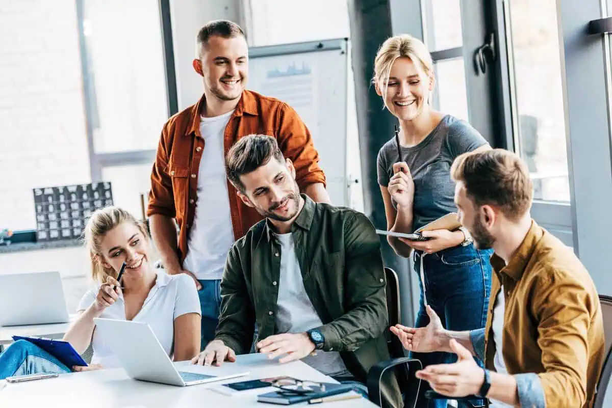 Employees working together