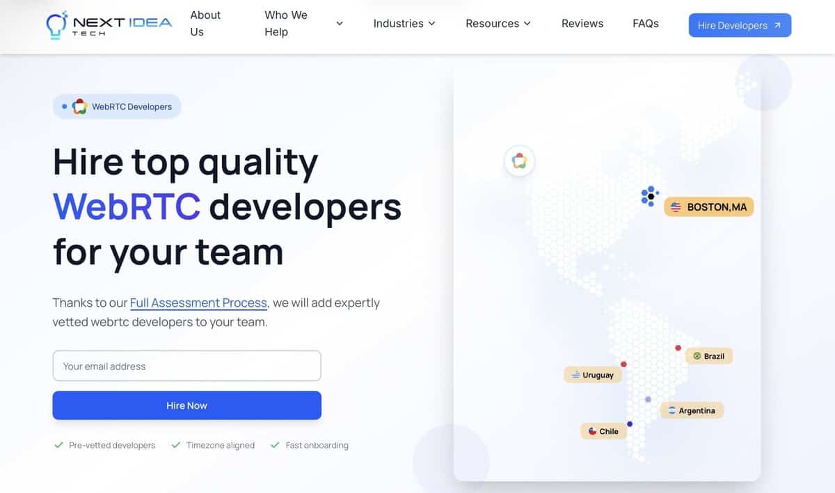 Next Idea Tech website screen testimonial