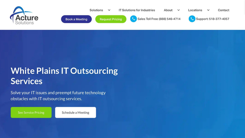 Acture Solutions website screen