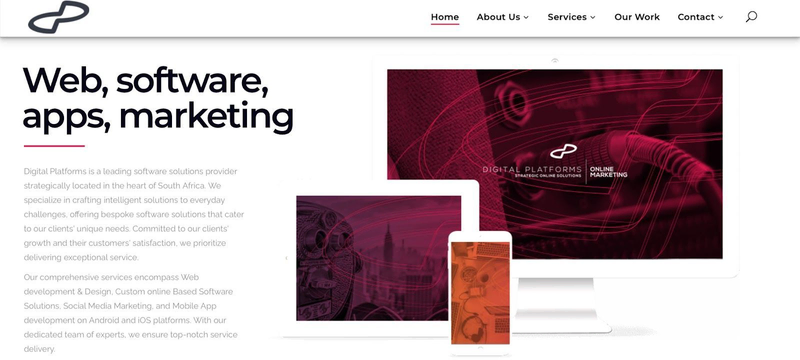Digital Platforms website screen