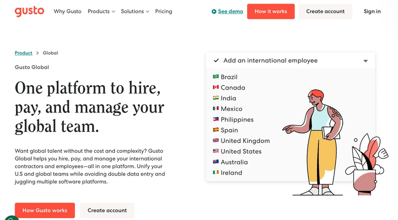 Gusto website screen