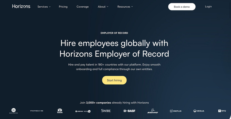 Horizons website screen