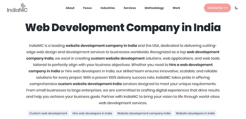 IndiaNIC website screen