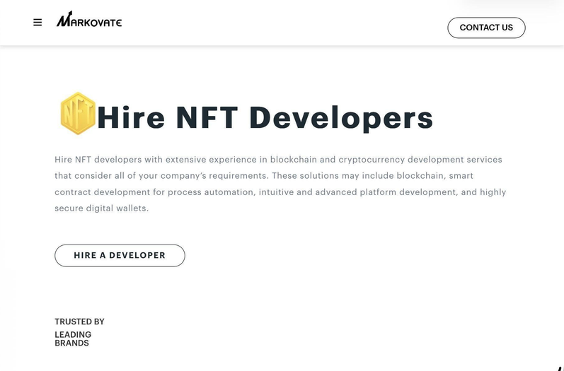 Markovate website screen