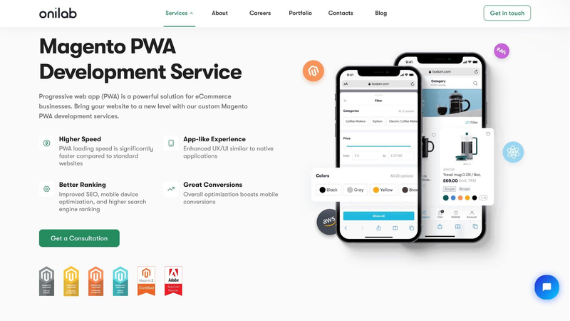 Onilab website screen