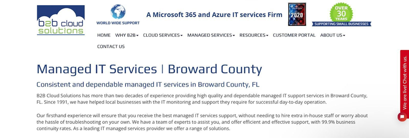 B2B Cloud Solutions website screen