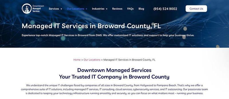 Downtown Managed Services website screen