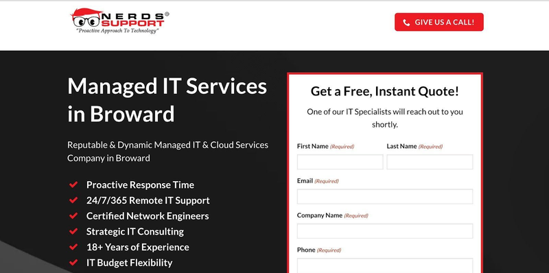 Nerds Support website screen
