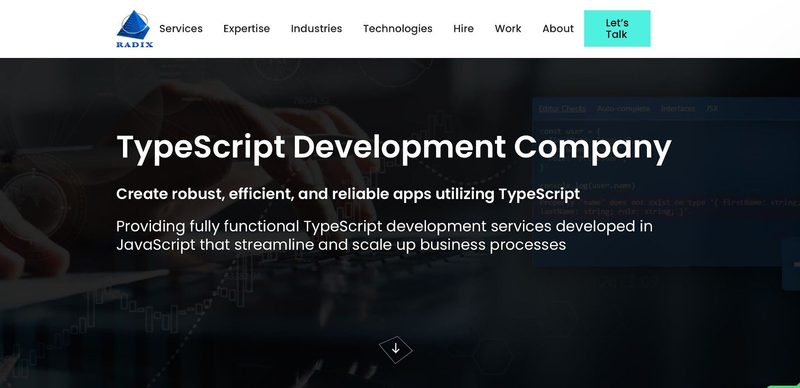 Radixweb website screen